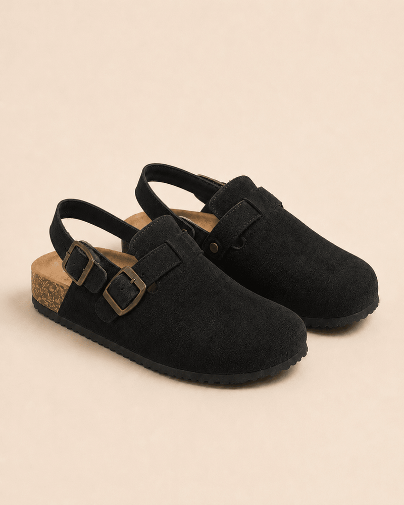 Suede Strap Clog Midnight Zwart
